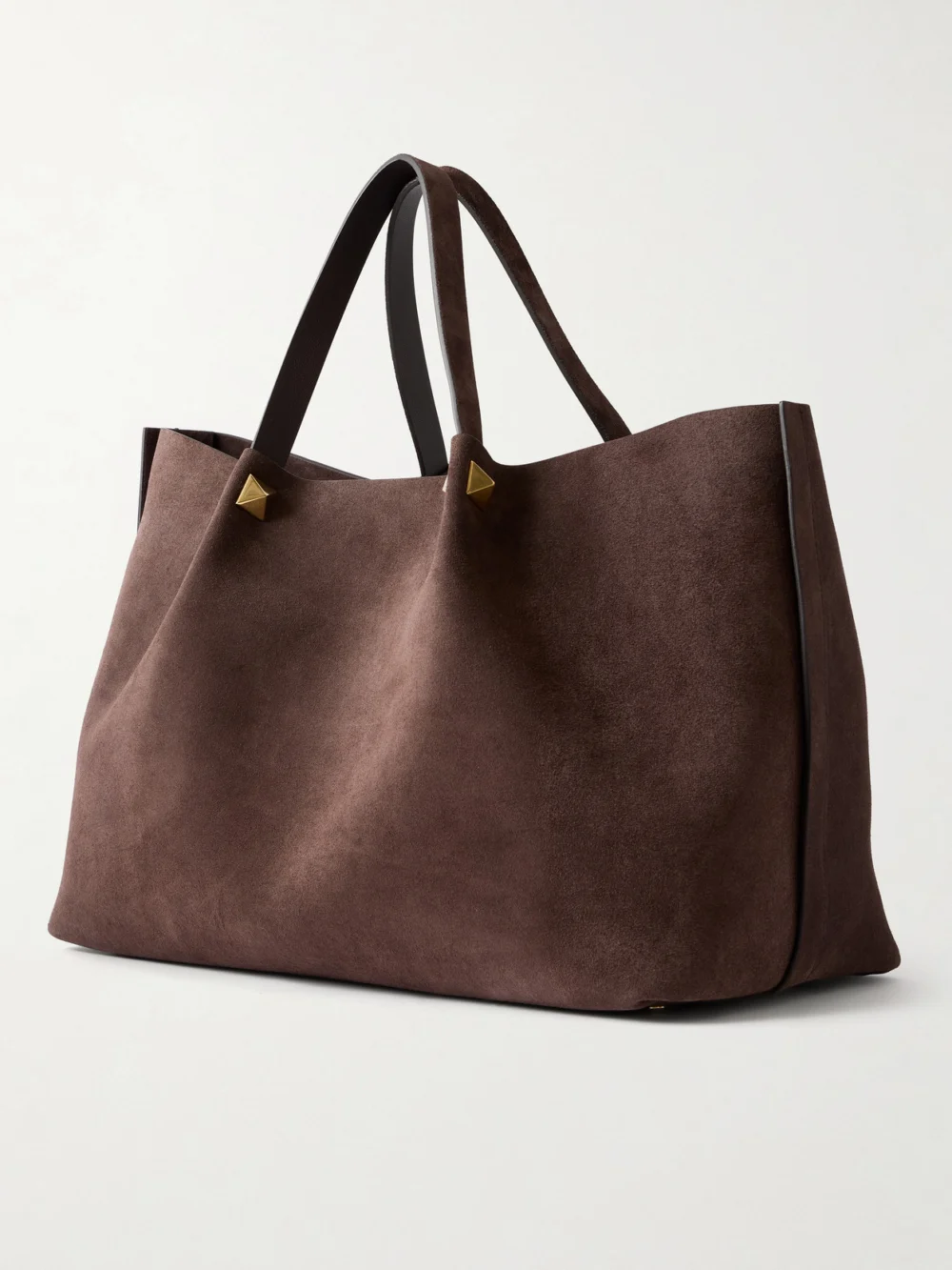 Back view of the Valentino Garavani Vlogo Signature Studded Suede Tote