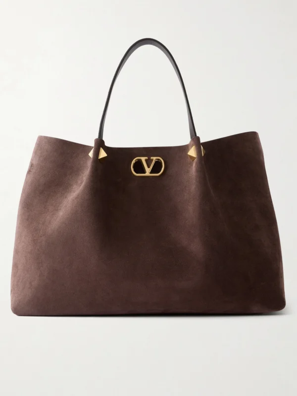 Valentino Garavani Vlogo Signature Studded Suede Tote