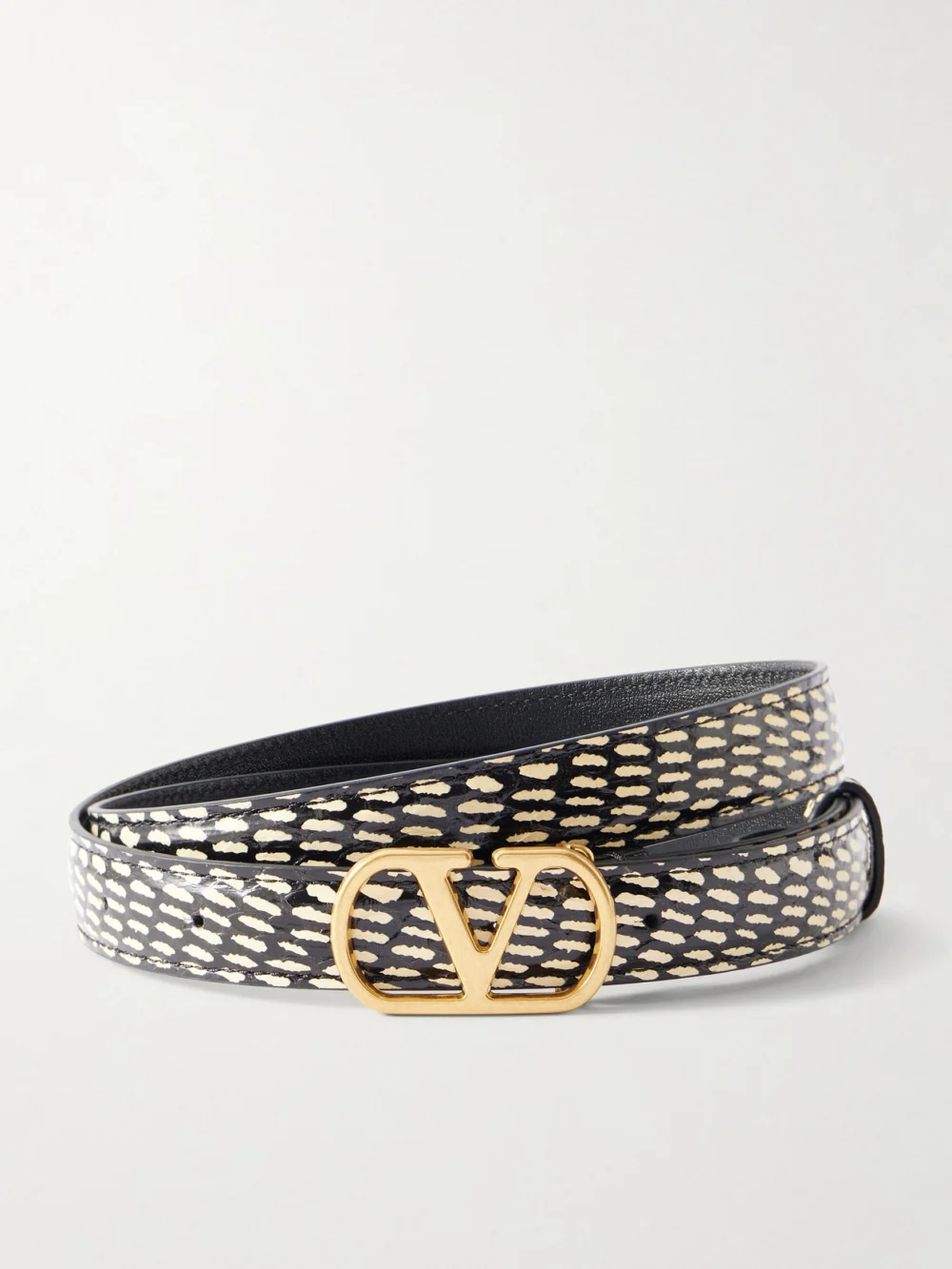 Valentino Garavani Vlogo Snakeskin Belt in snake print
