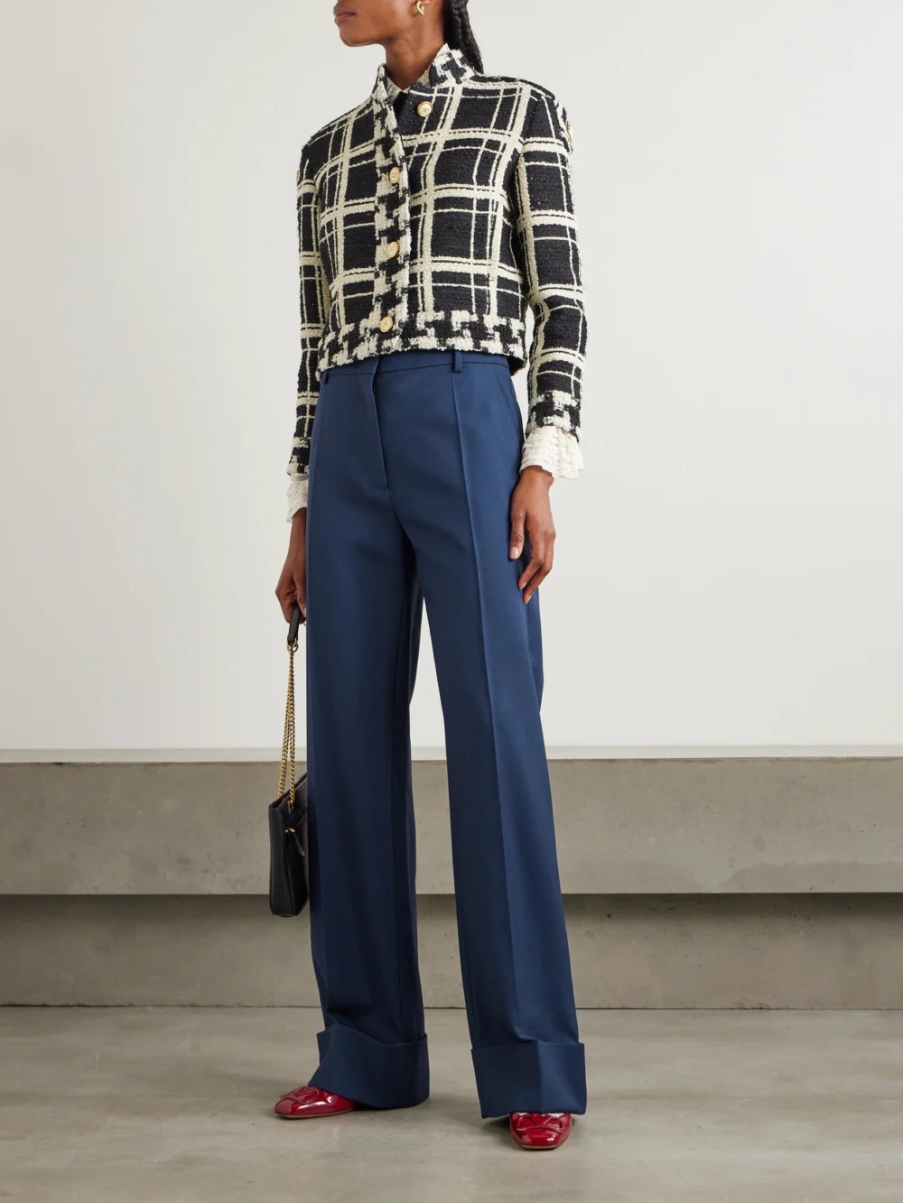 Valentino Garavani Wool-twill Wide-leg Pants, worn by a model