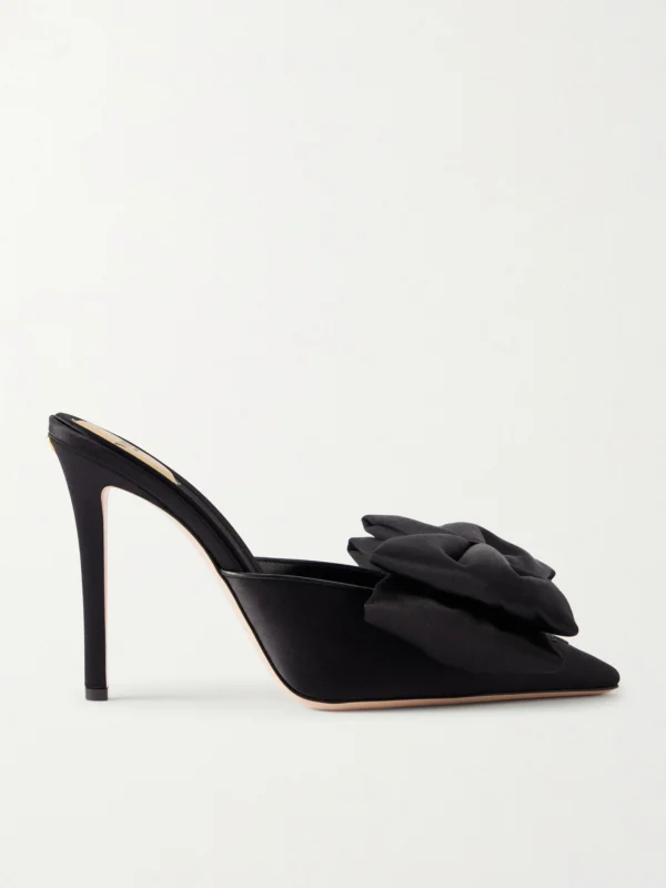 Valentino Garavani Yolande 105 Bow-embellished Satin Mules