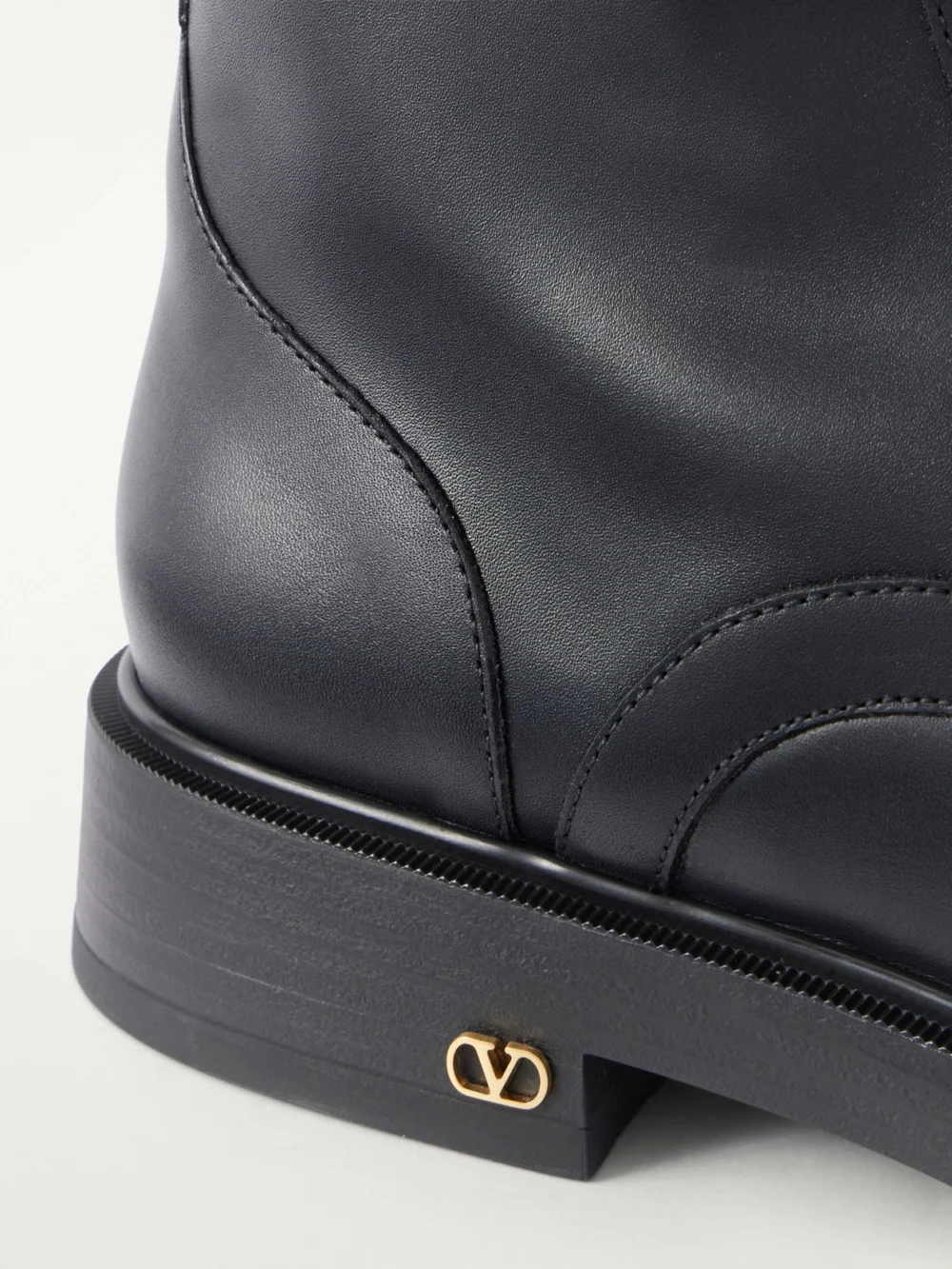 Close-up detail of the Valentino Garavani Zimmy 20 Leather Ankle Boots