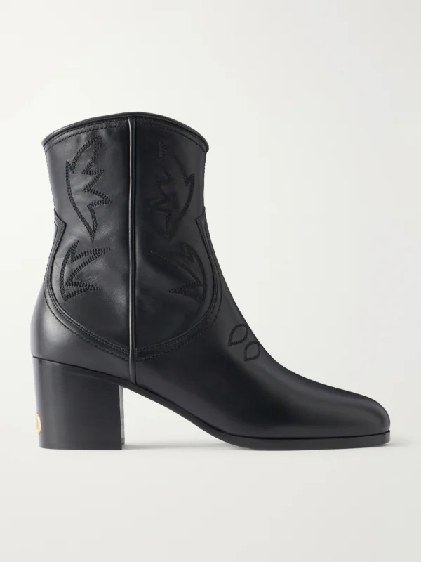 Valentino Garavani Zimmy 40 Embroidered Leather Ankle Boots