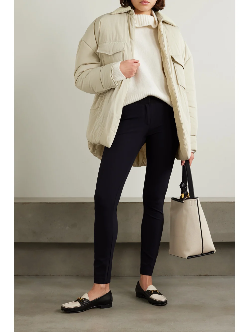 Veronica Beard Grosgrain-trimmed Stretch-scuba Leggings, worn by a model