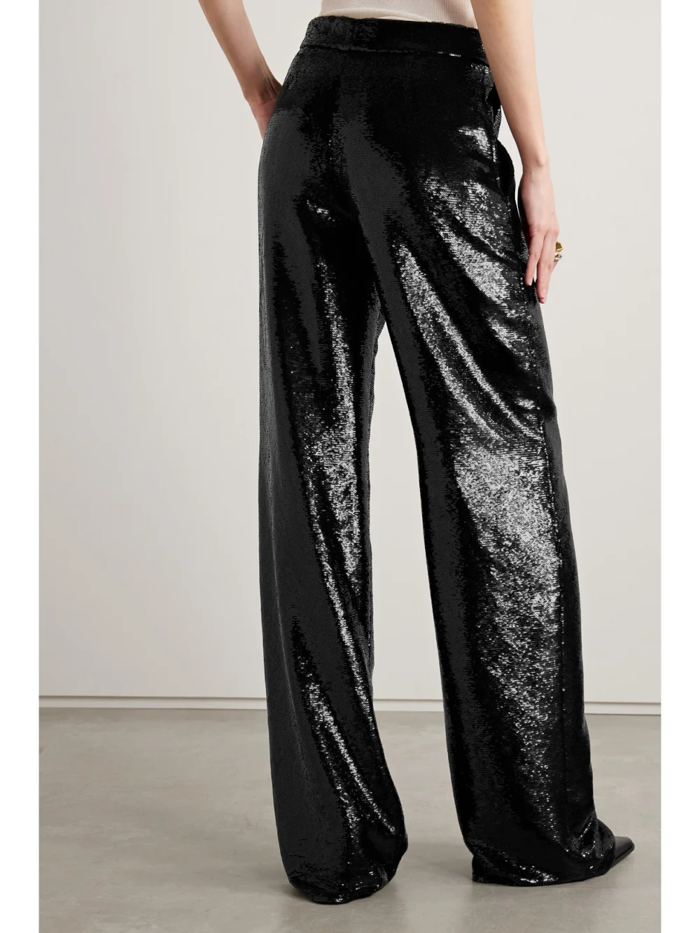 Back view of the Veronica de Piante Anya Sequined Crepe De Chine Wide-leg Pants