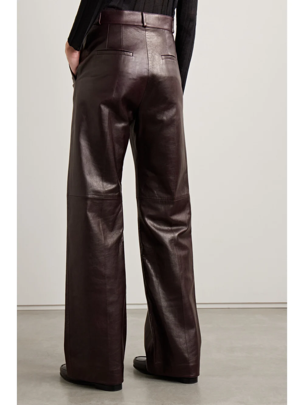 Back view of the Veronica de Piante Audrey Paneled Leather Wide-leg Pants
