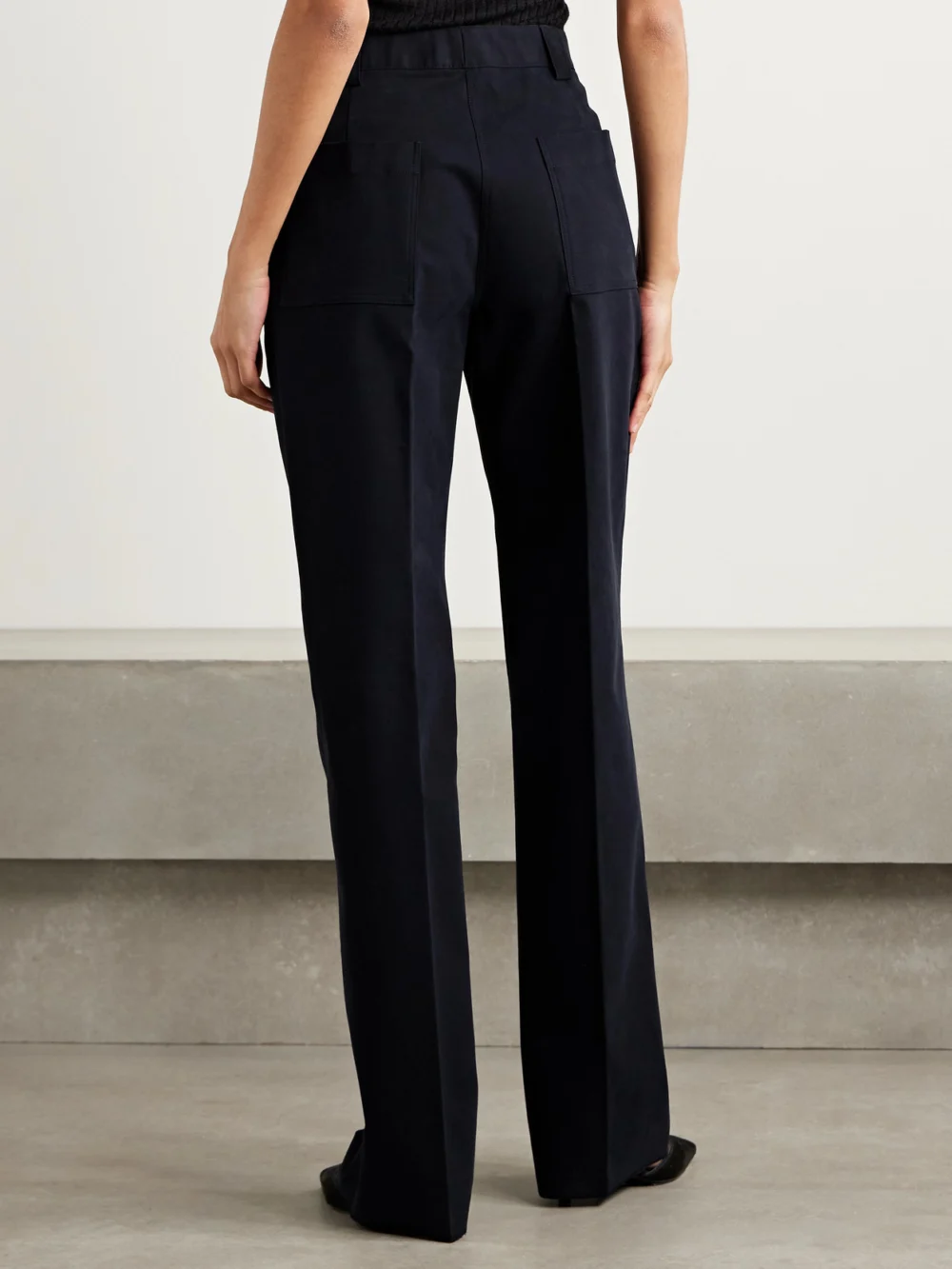 Back view of the Veronica de Piante Avery Cotton-blend Straight-leg Pants