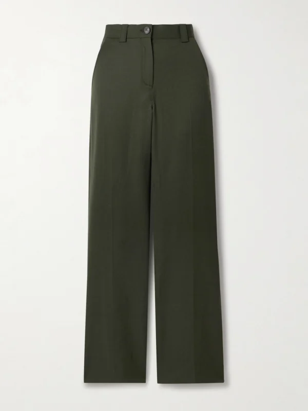 Veronica de Piante Avery Grain De Poudre Wool Wide-leg Pants