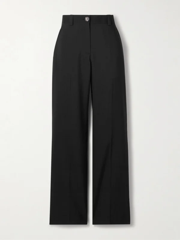 Veronica de Piante Avery Grain De Poudre Wool Wide-leg Pants