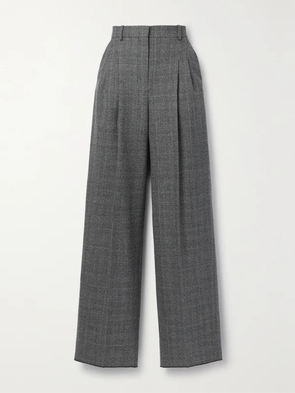Veronica de Piante Billie Pleated Prince of Wales Checked Wool Wide-leg Pants