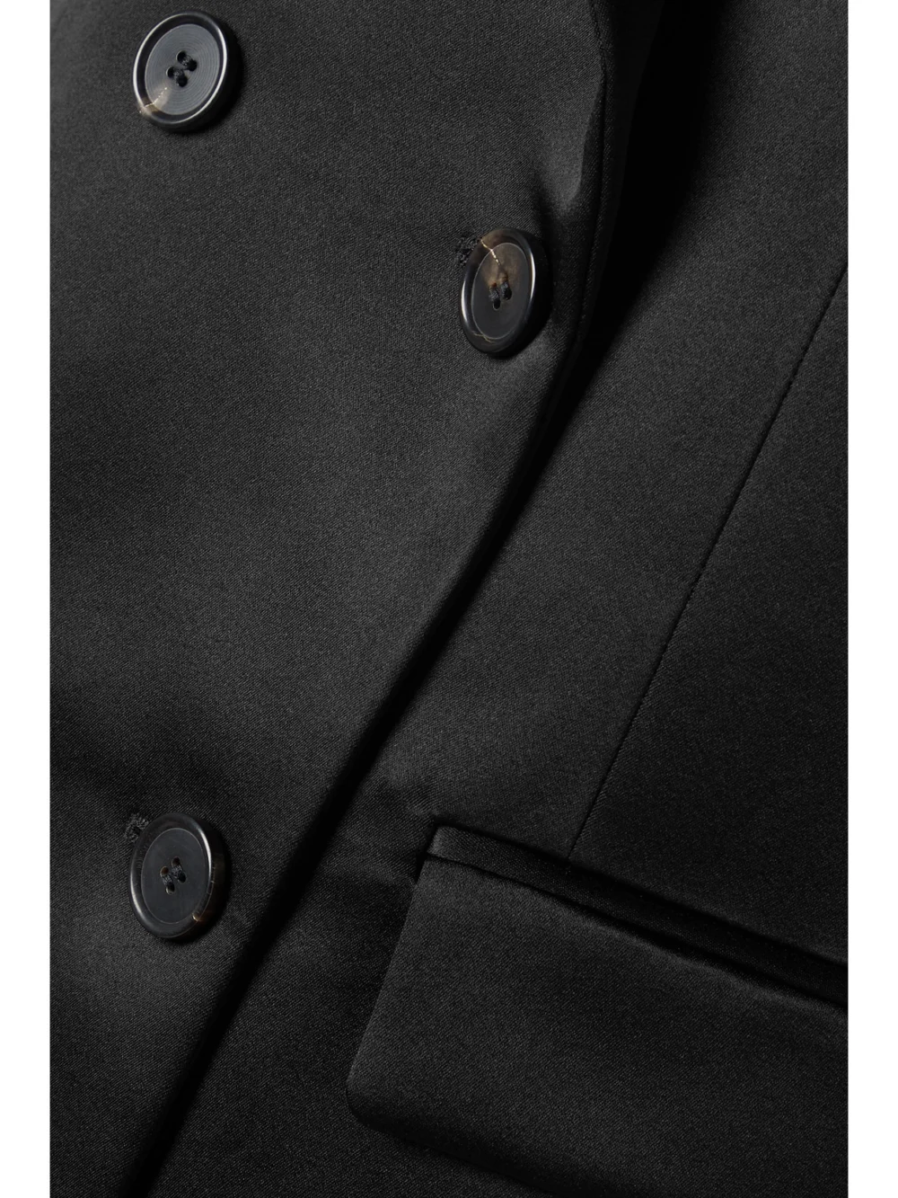 Close-up detail of the Veronica de Piante Giulia Double-breasted Silk-satin Blazer