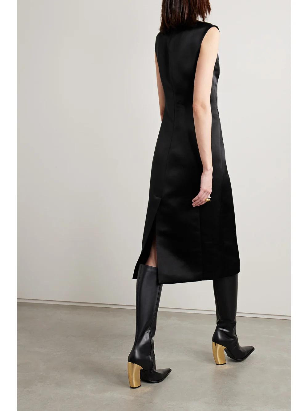 Back view of the Veronica de Piante Grace Duchesse Silk-satin Midi Dress