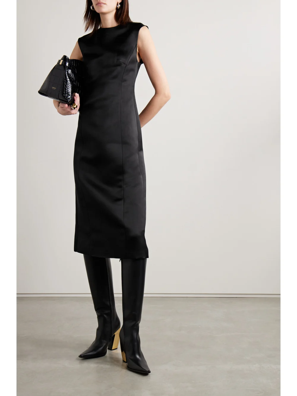 Veronica de Piante Grace Duchesse Silk-satin Midi Dress, worn by a model