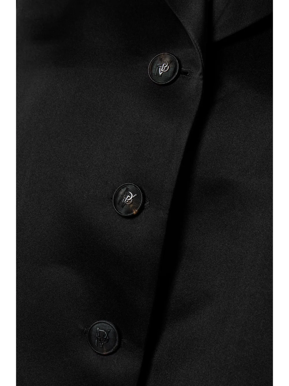 Close-up detail of the Veronica de Piante Lou Duchesse Silk-satin Coat