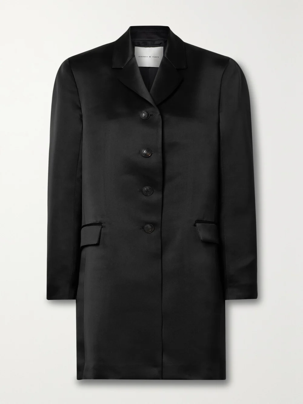 Veronica de Piante Lou Duchesse Silk-satin Coat in black