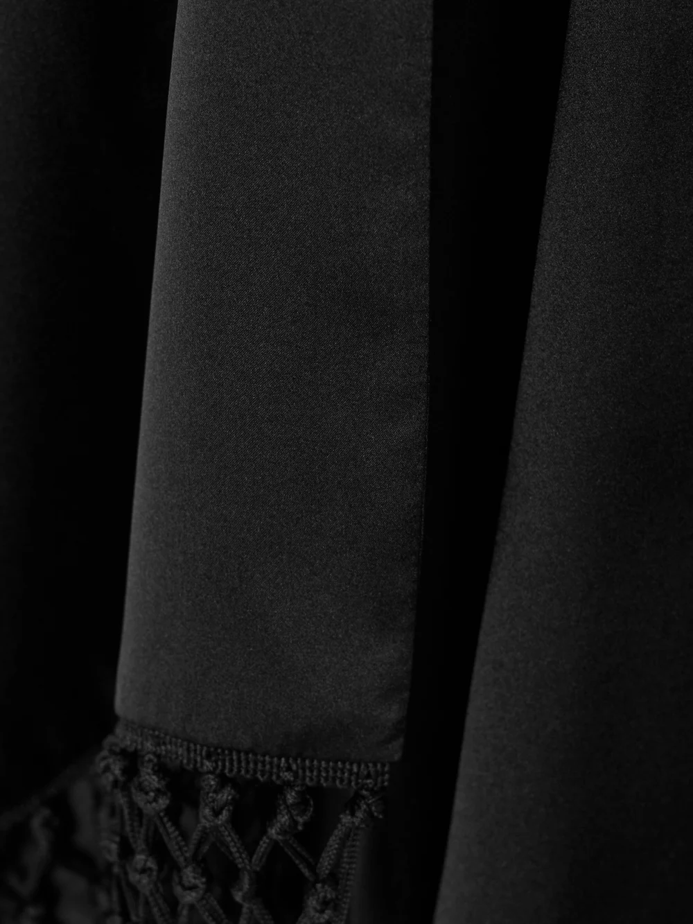 Close-up detail of the Veronica de Piante Lydia Cropped Fringed Silk-charmeuse Cape
