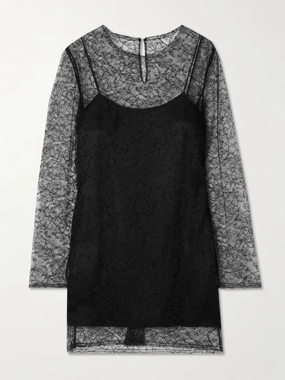 Veronica de Piante Mabel Lace and Silk-charmeuse Mini Dress in black