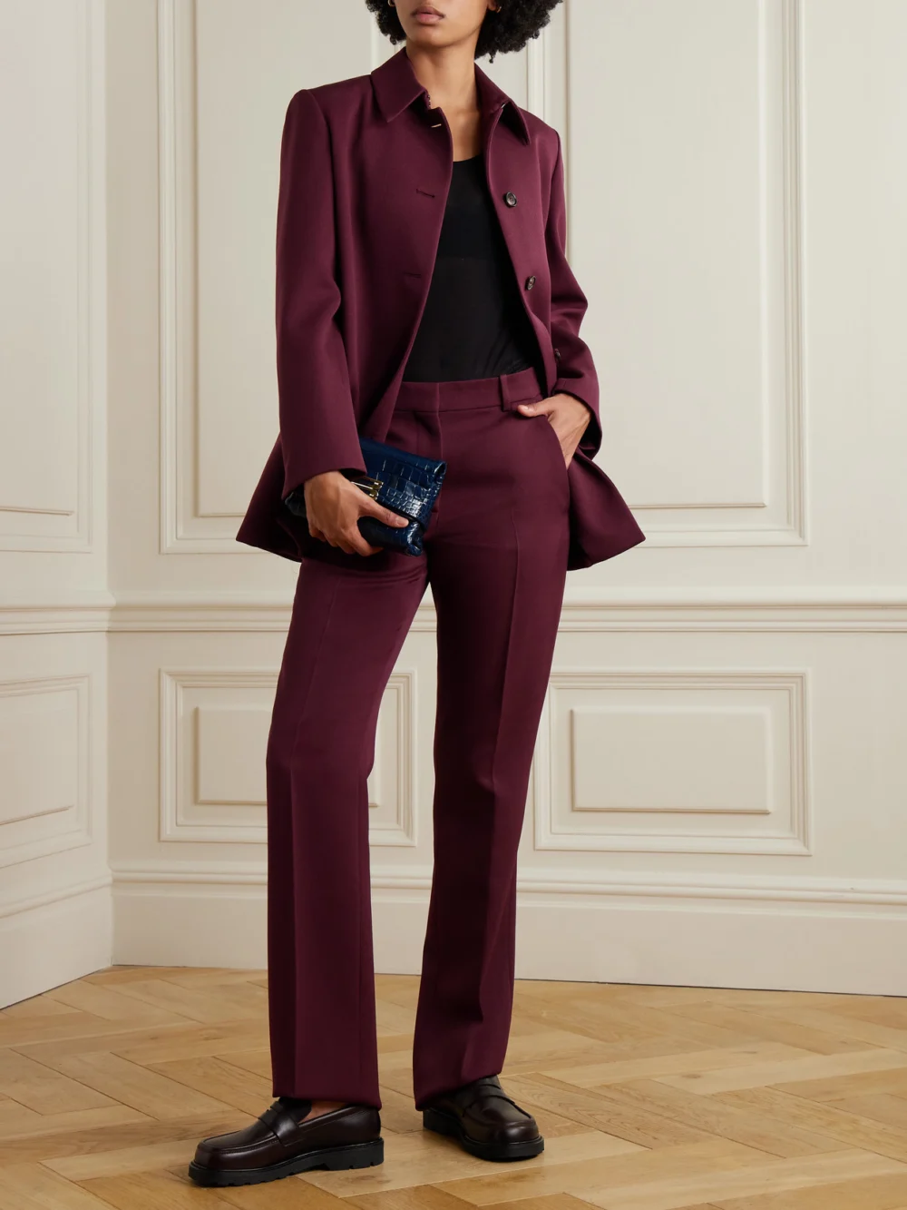 Veronica de Piante Mick Wool-twill Straight-leg Pants, worn by a model