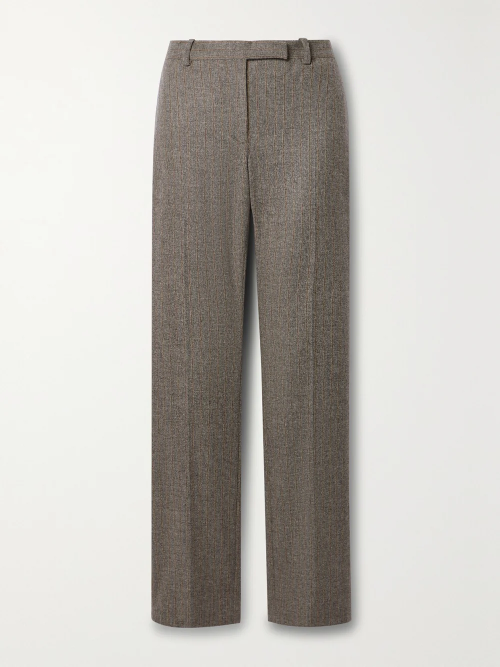 Veronica de Piante Riley Herringbone Pinstriped Wool and Cashmere-blend Wide-leg Pants in beige