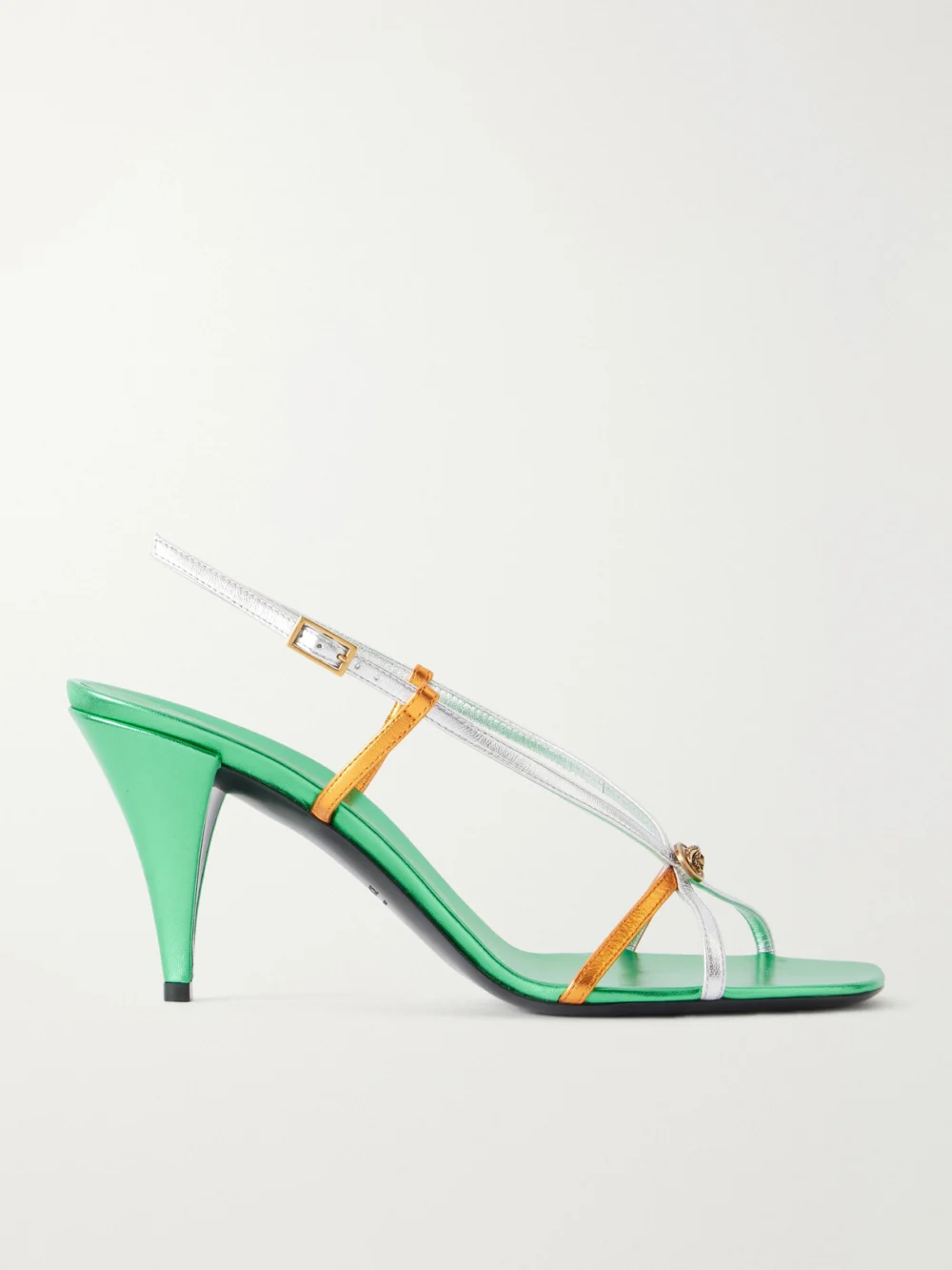 Versace 80 Metallic-leather Sandals in green