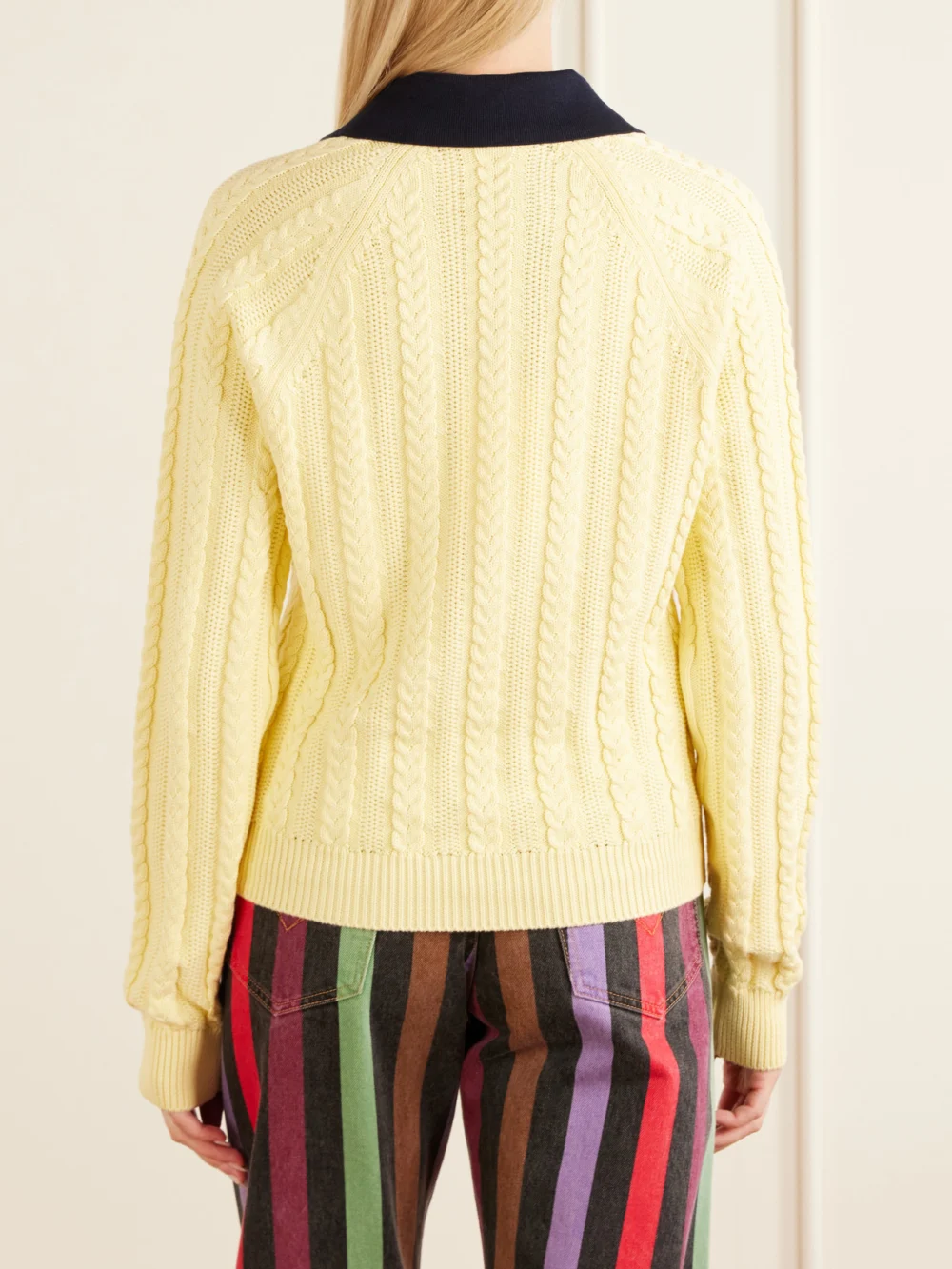 Back view of the Versace Cable-knit Cotton Sweater