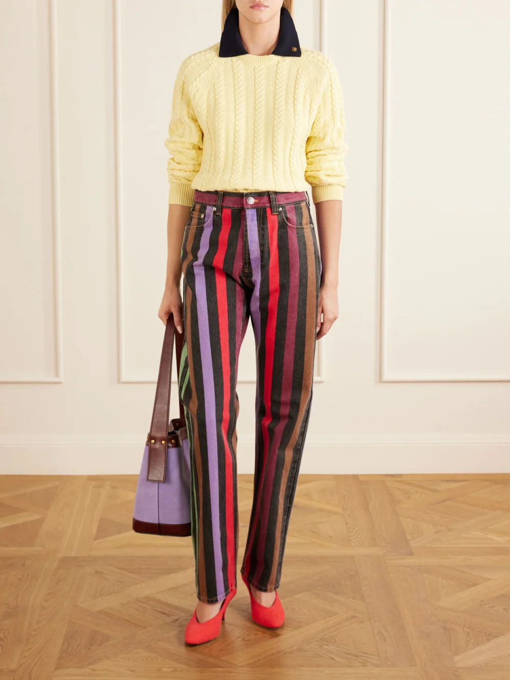 Versace Cable-knit Cotton Sweater, worn by a model