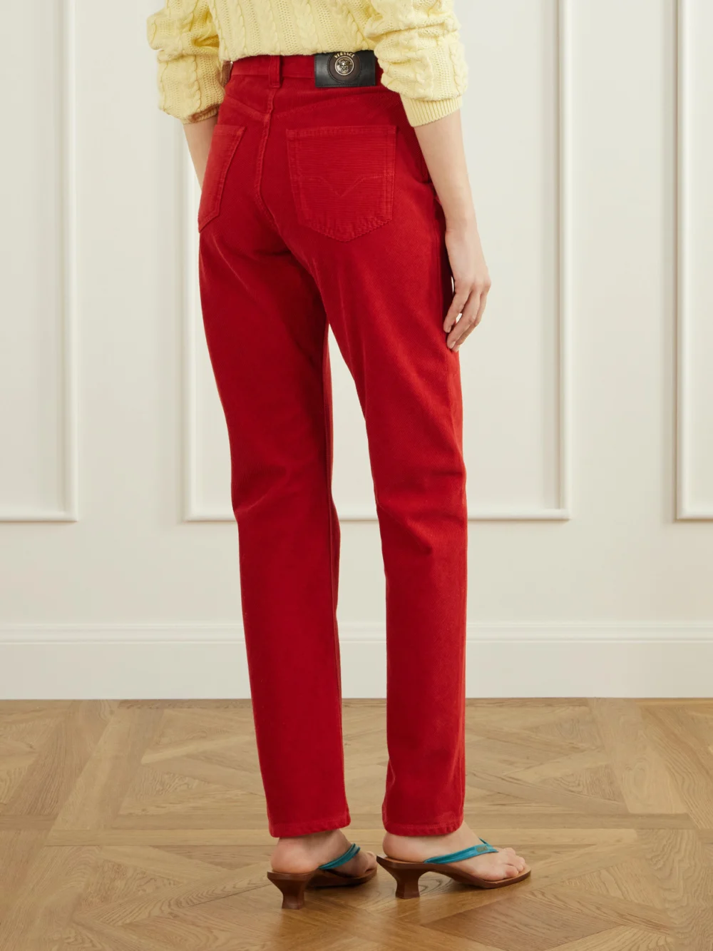 Back view of the Versace Cotton-corduroy Straight-leg Pants