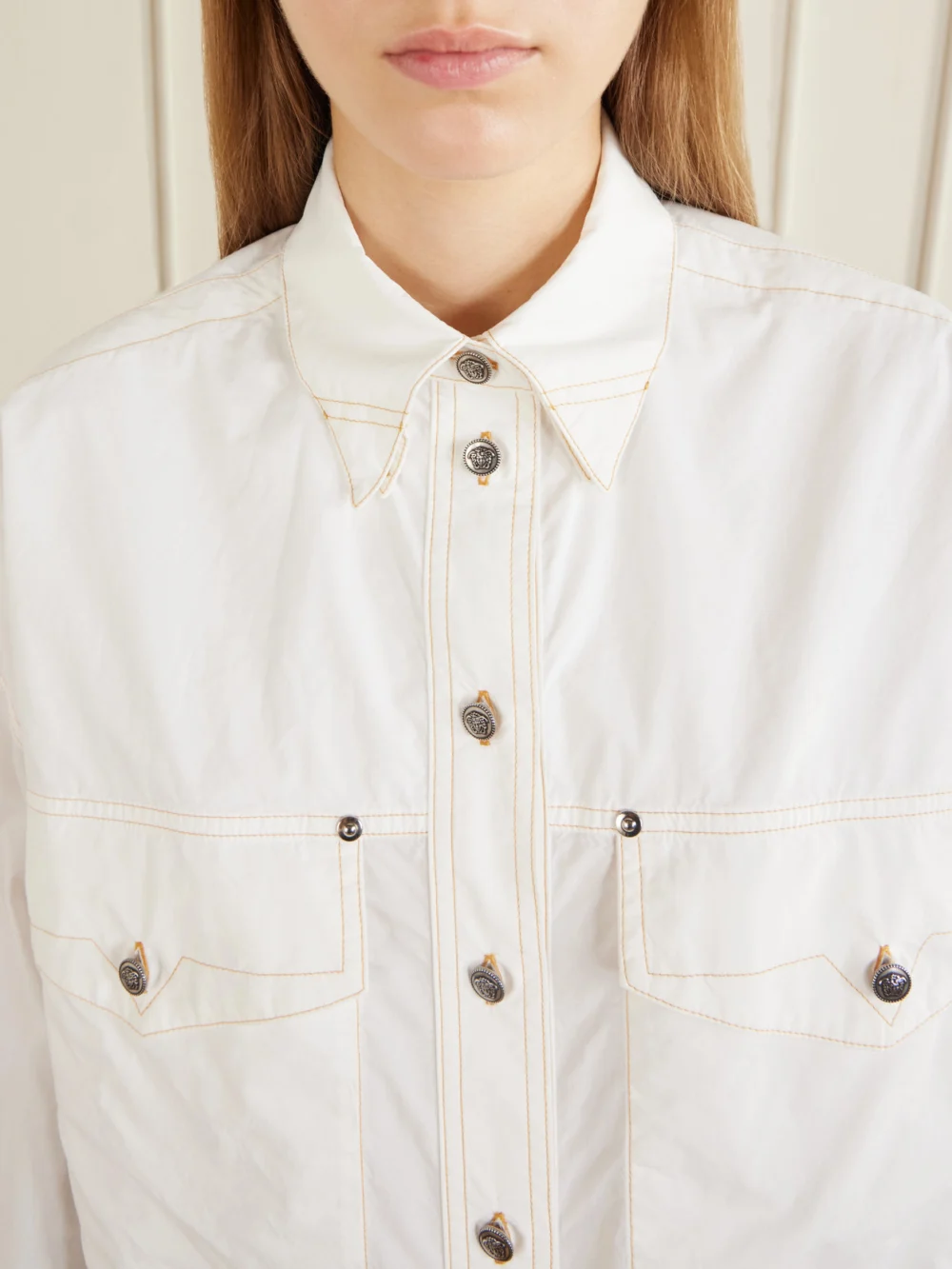 Close-up detail of the Versace Cotton-poplin Shirt