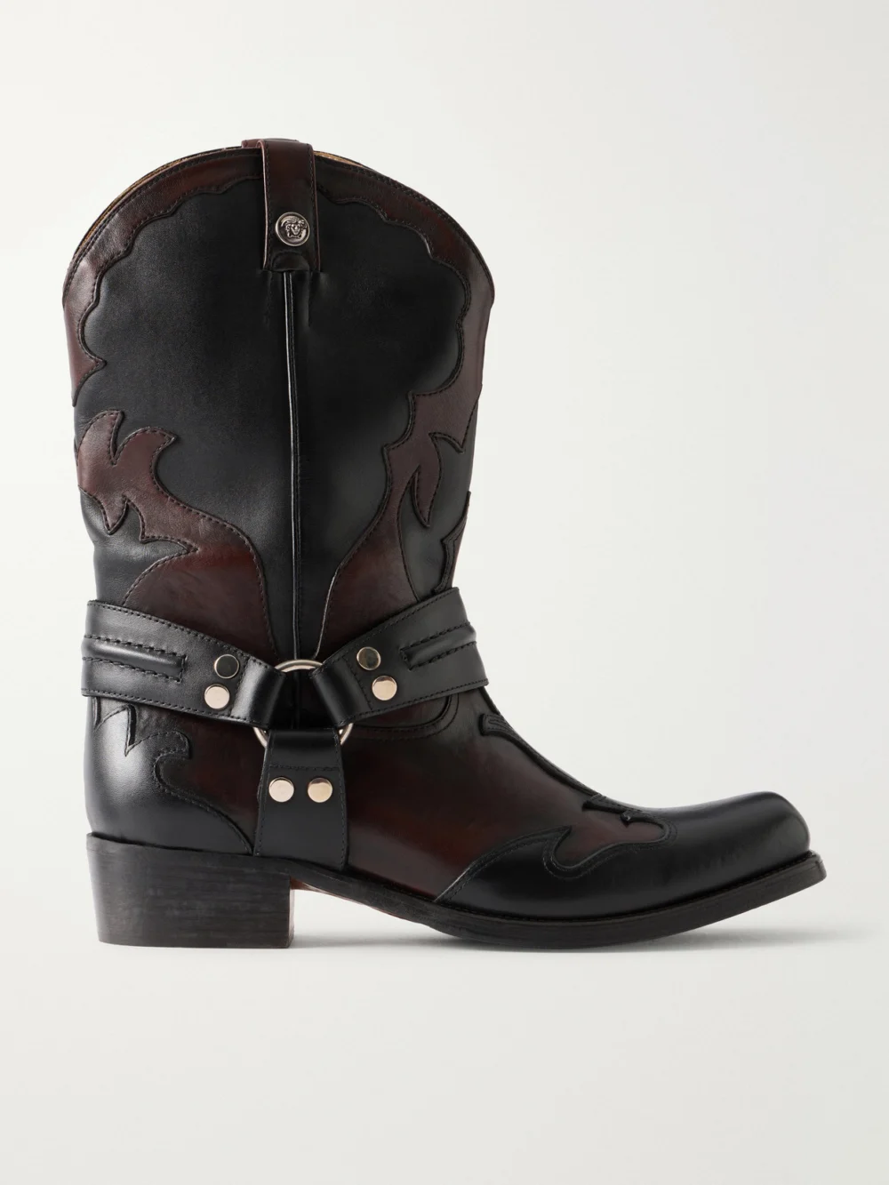 Versace Cowboy 30 Leather Ankle Boots in black