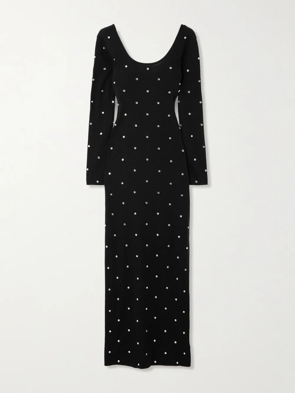 Versace Crystal-embellished Wool Maxi Dress in black