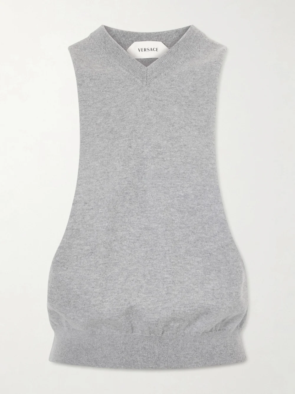 Versace Cut-out Knitted Cotton Vest in gray