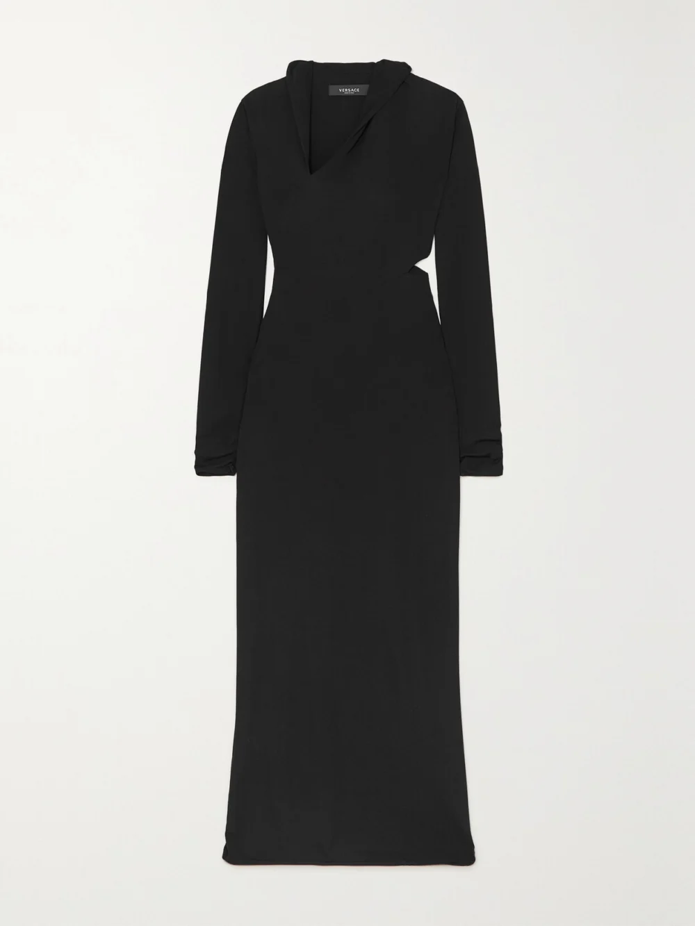 Versace Cutout Hooded Stretch-jersey Maxi Dress in black
