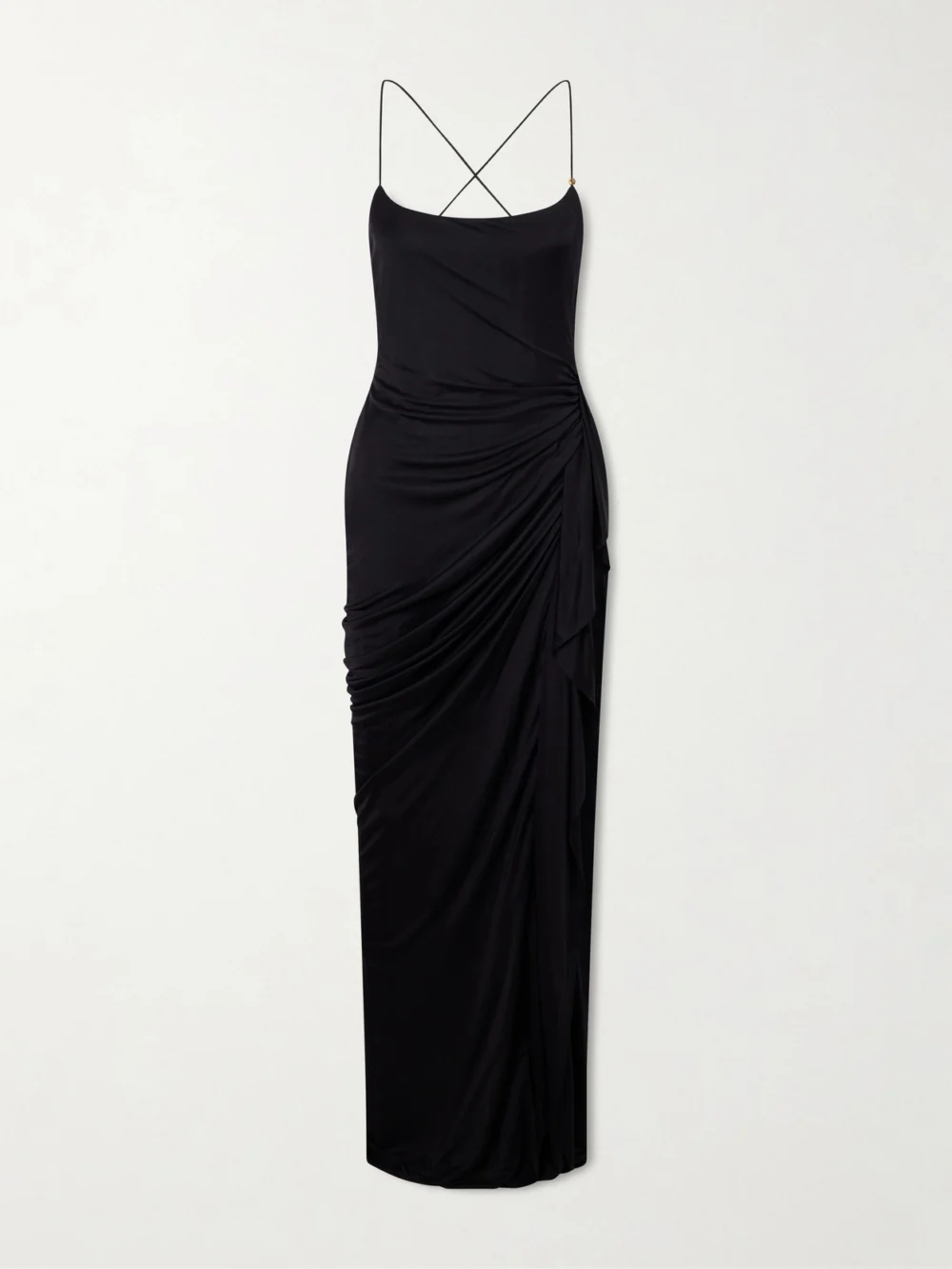 Versace Draped Jersey Gown in black