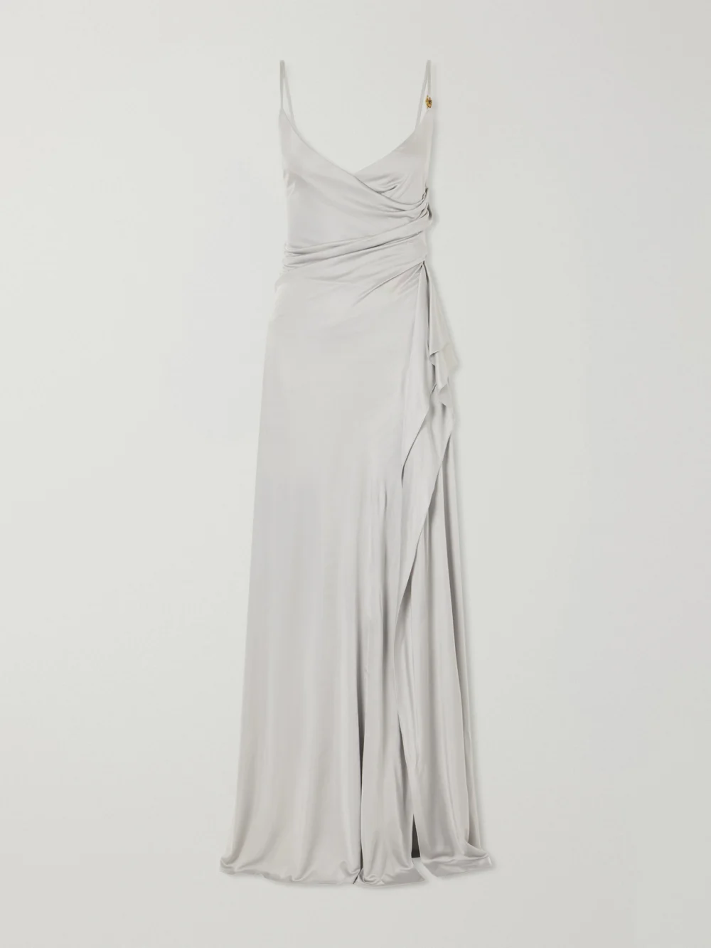 Versace Draped Jersey Gown in silver