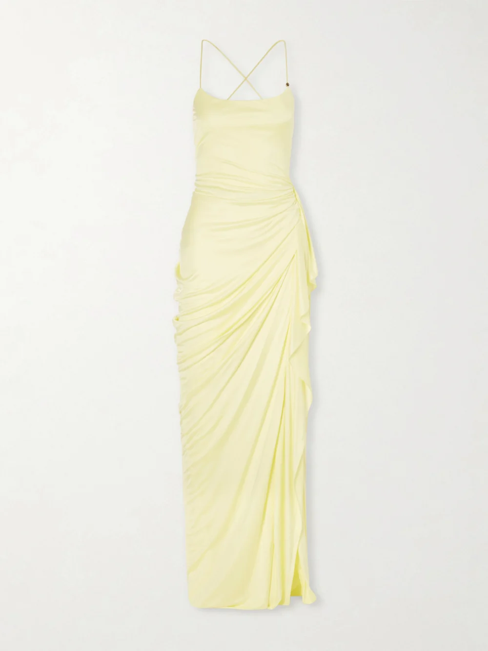Versace Draped Jersey Gown in yellow