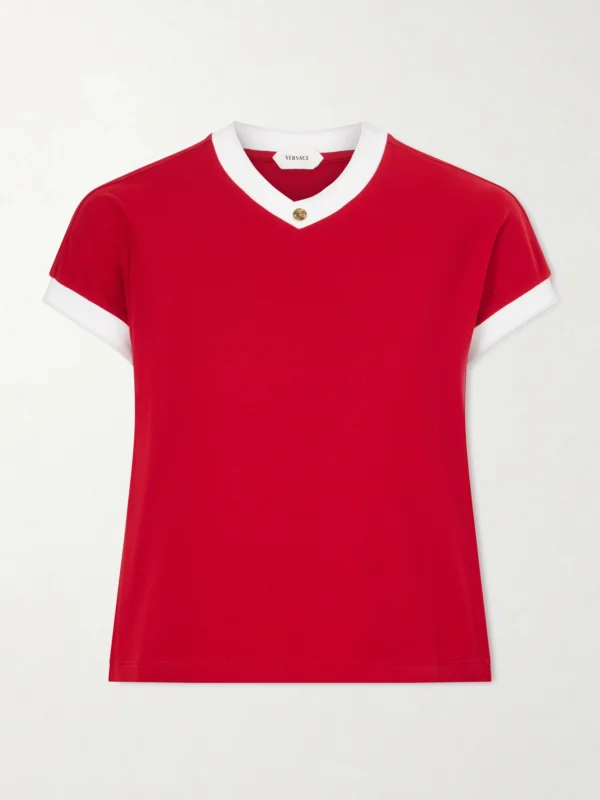 Versace Embellished Cotton-blend Jersey T-shirt
