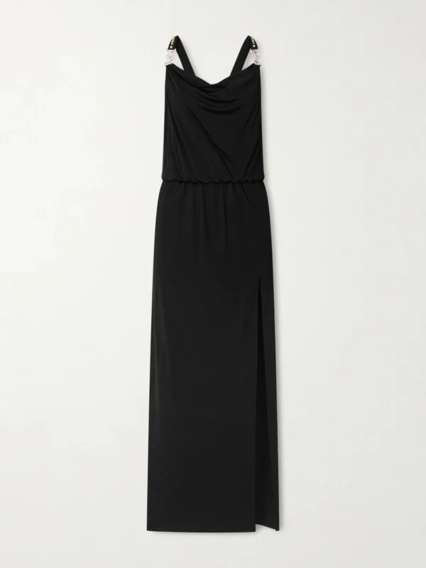 Versace Embellished Draped Jersey Gown