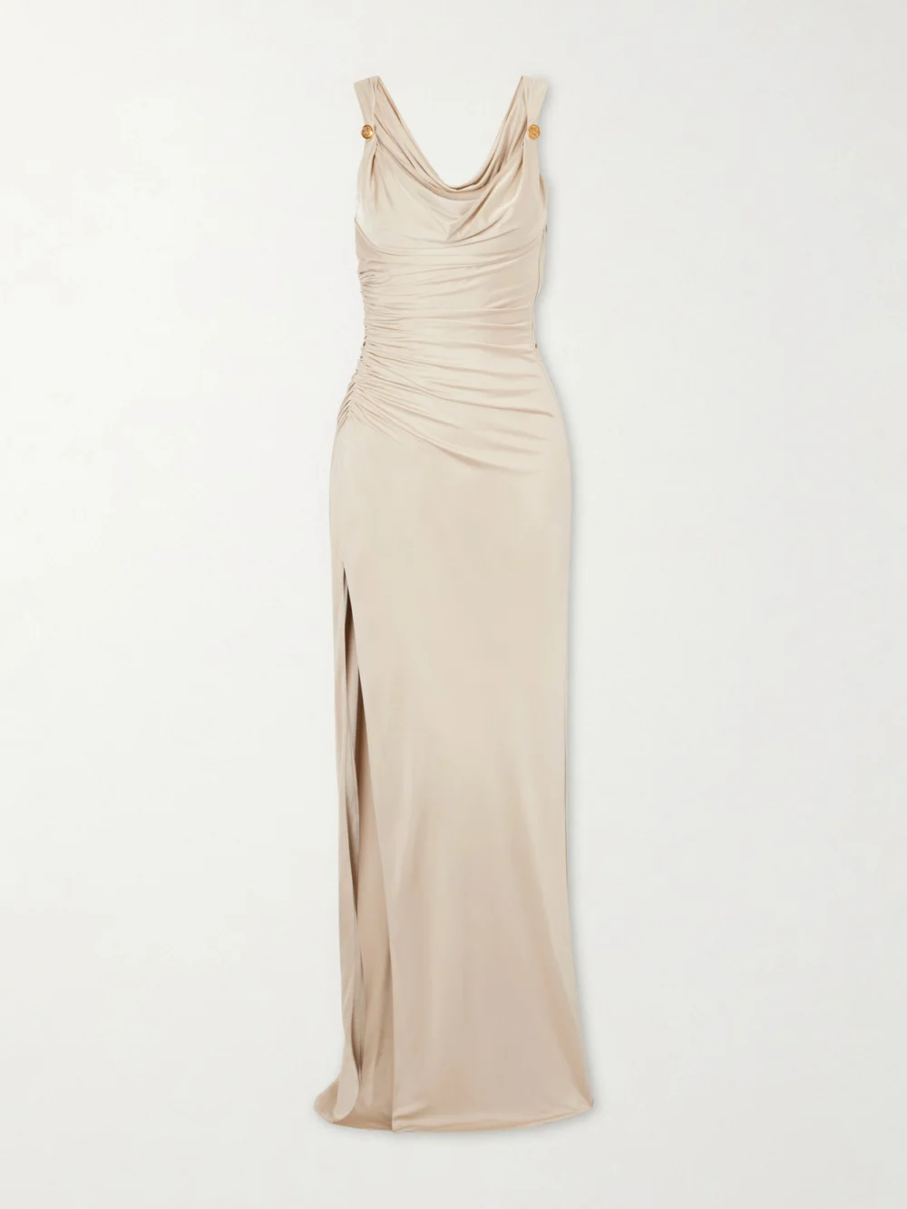 Versace Embellished Jersey Gown in gold