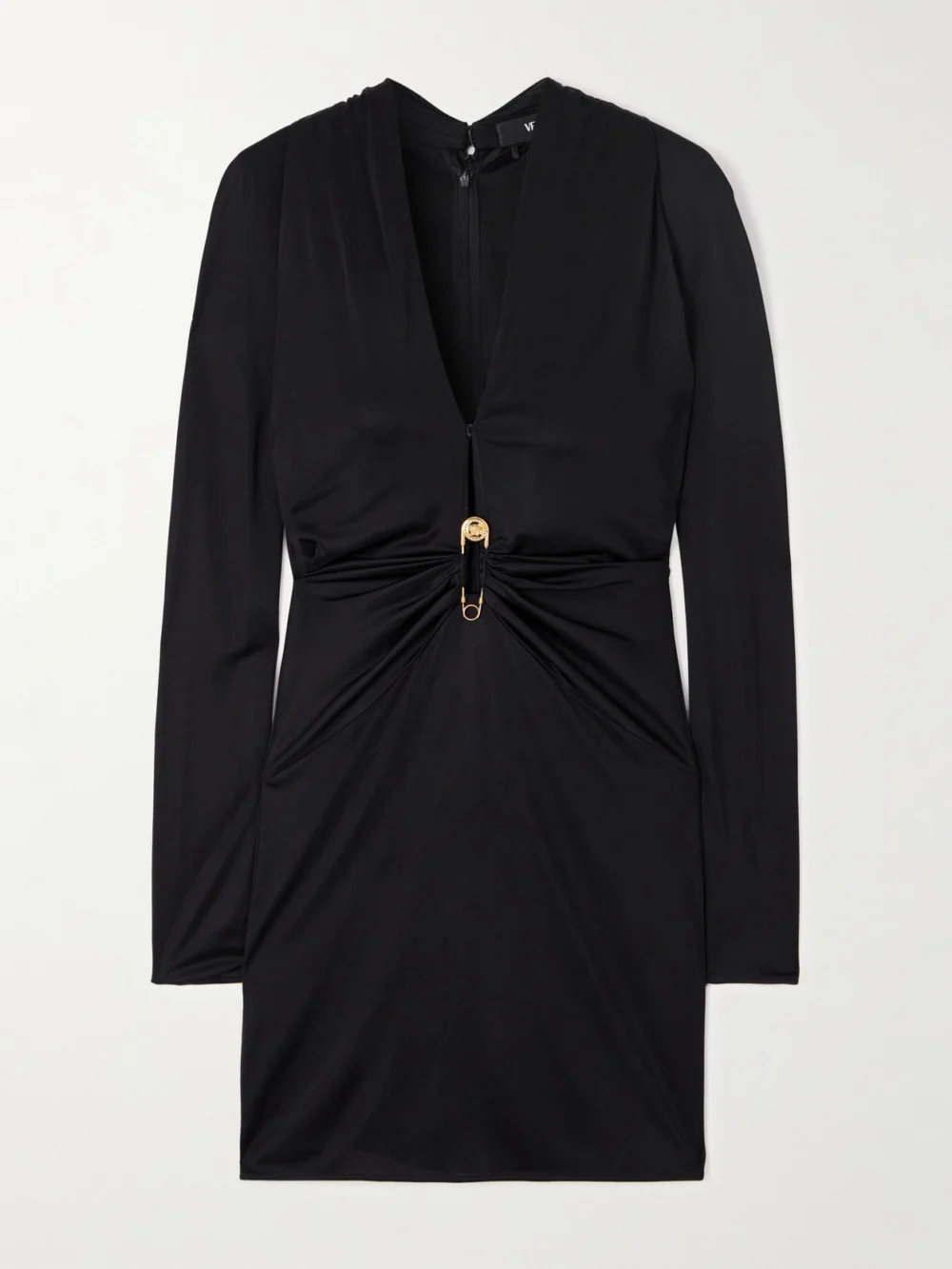 Versace Embellished Jersey Mini Dress in black