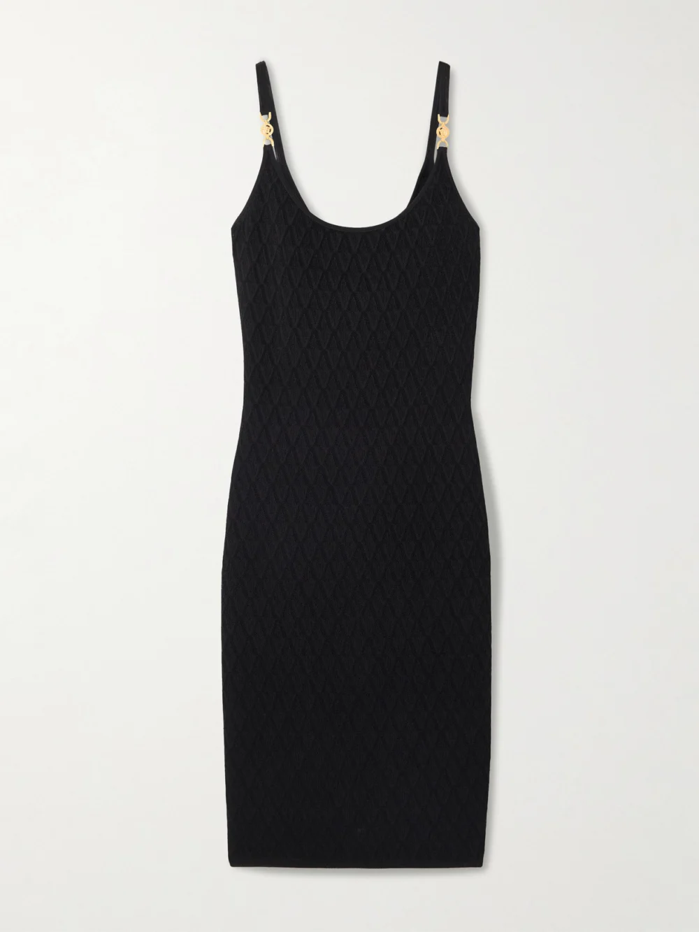 Versace Embellished Knitted Midi Dress in black