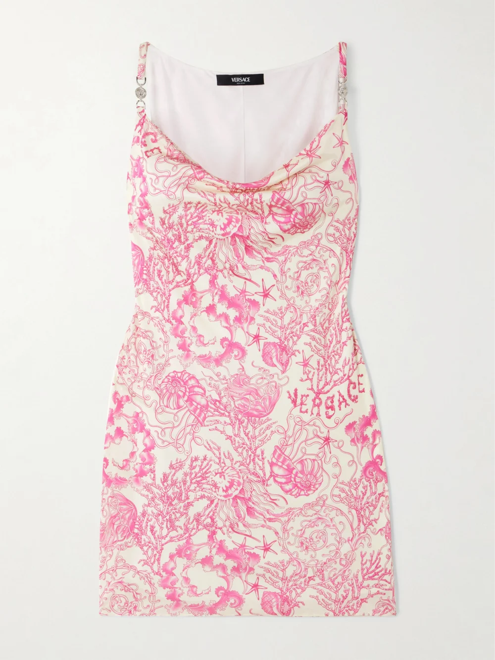 Versace Embellished Printed Silk-satin Mini Dress in pink