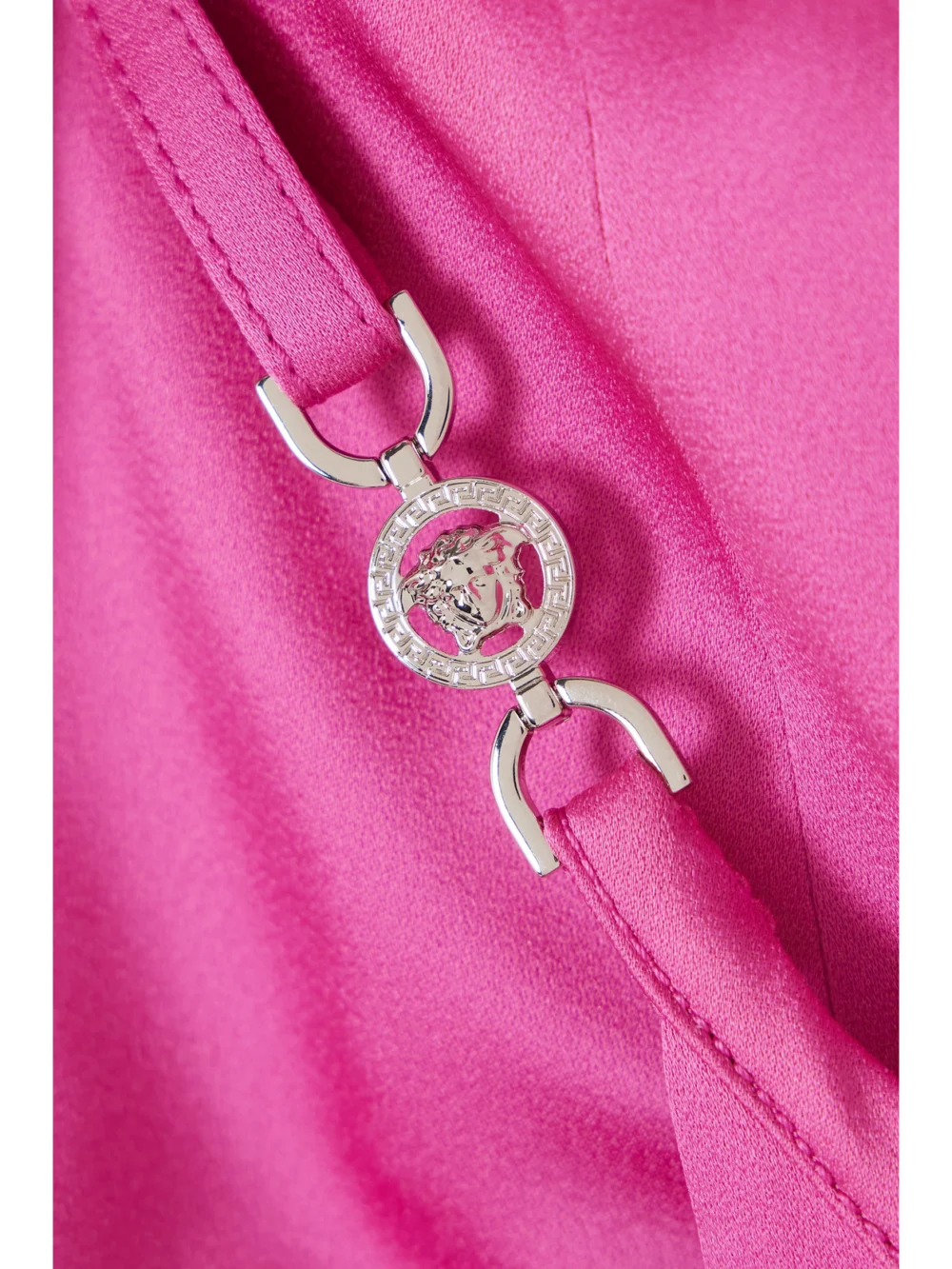 Close-up detail of the Versace Embellished Satin Bustier Top