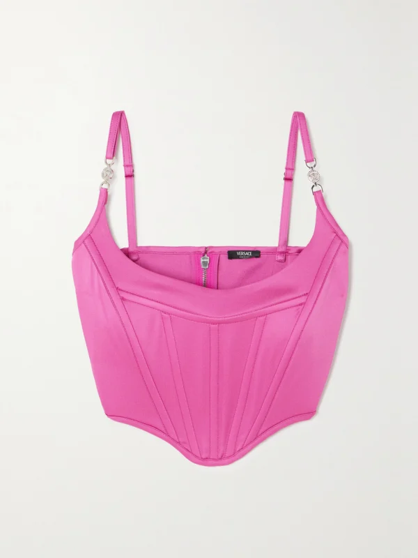 Versace Embellished Satin Bustier Top
