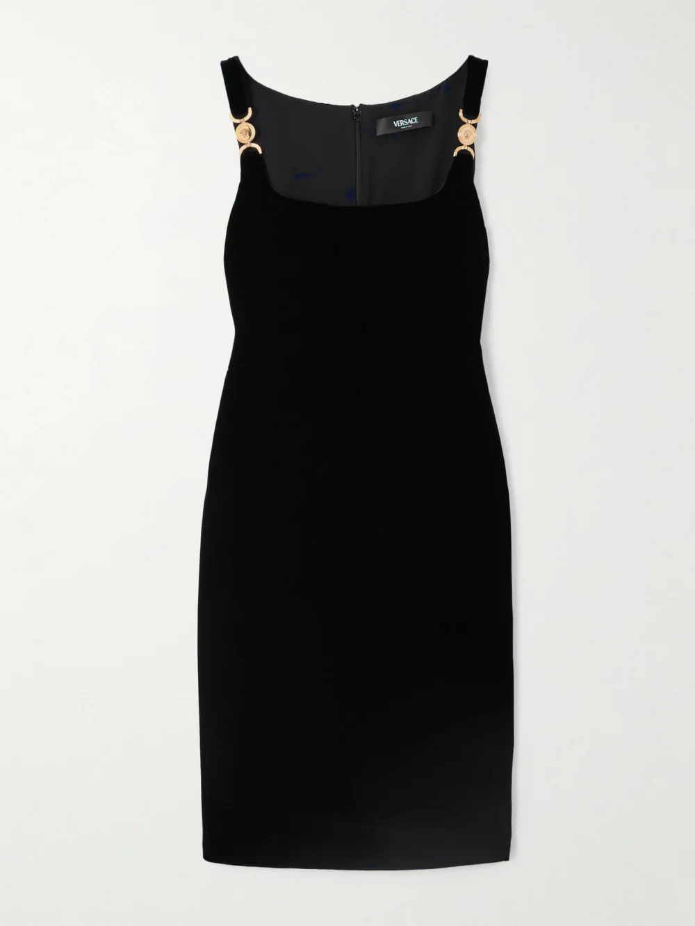 Versace Embellished Velvet Mini Dress in black