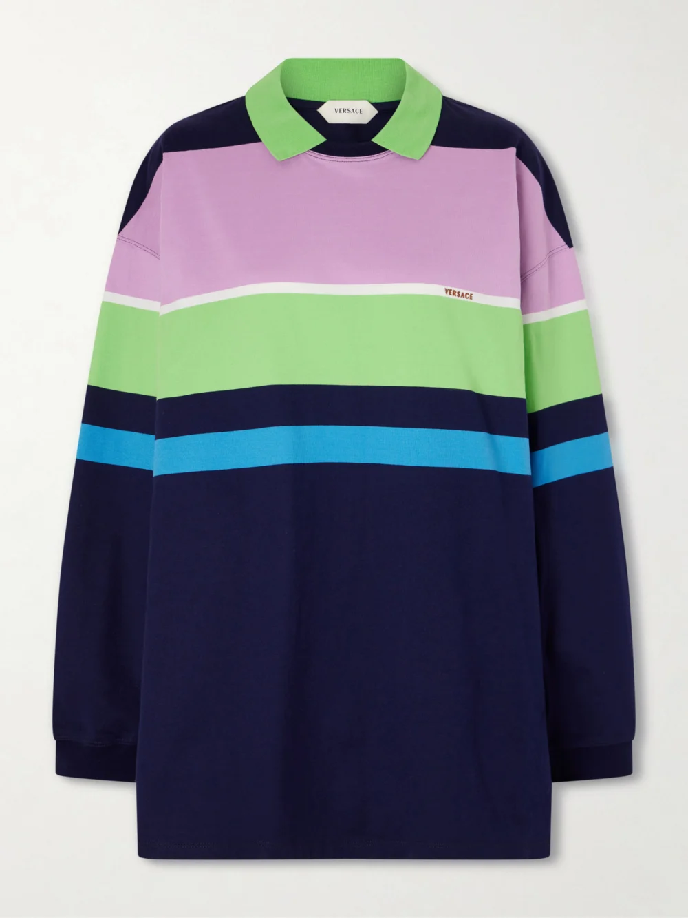 Versace Embroidered Striped Cotton-jersey Sweater in multi