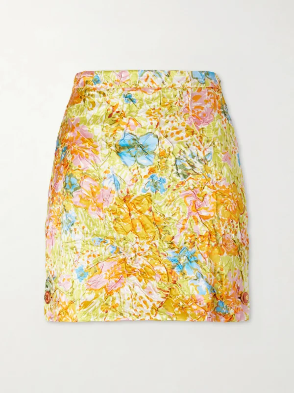 Versace Floral-print Crinkled Duchesse-silk Mini Skirt