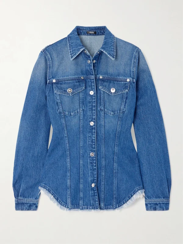 Versace Frayed Denim Shirt