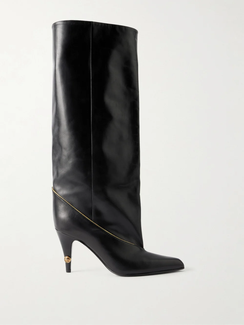 Versace Gianni 90 Calf Leather Knee Boots in black