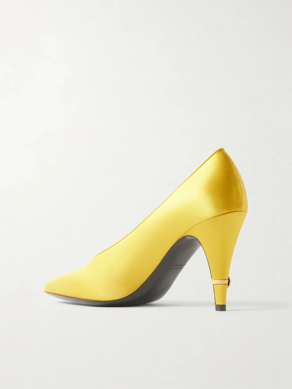 Back view of the Versace Gianni 90 Embroidered Embellished Satin Pumps