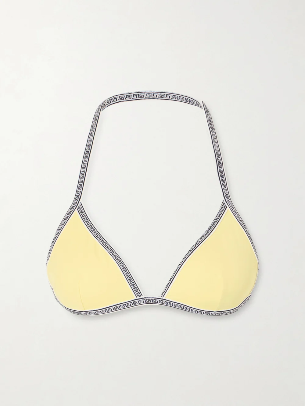 Versace Greca-printed Triangle Bikini Top in yellow